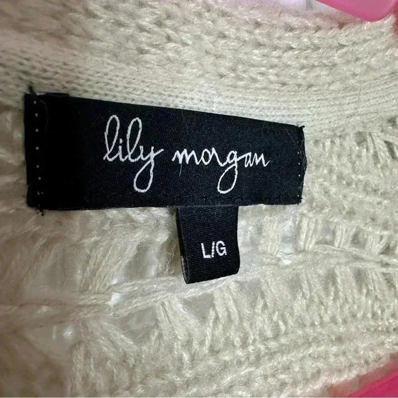 Lily Morgan  Knit Cardigan Boho Cream Size Large - Picture 3 of 16